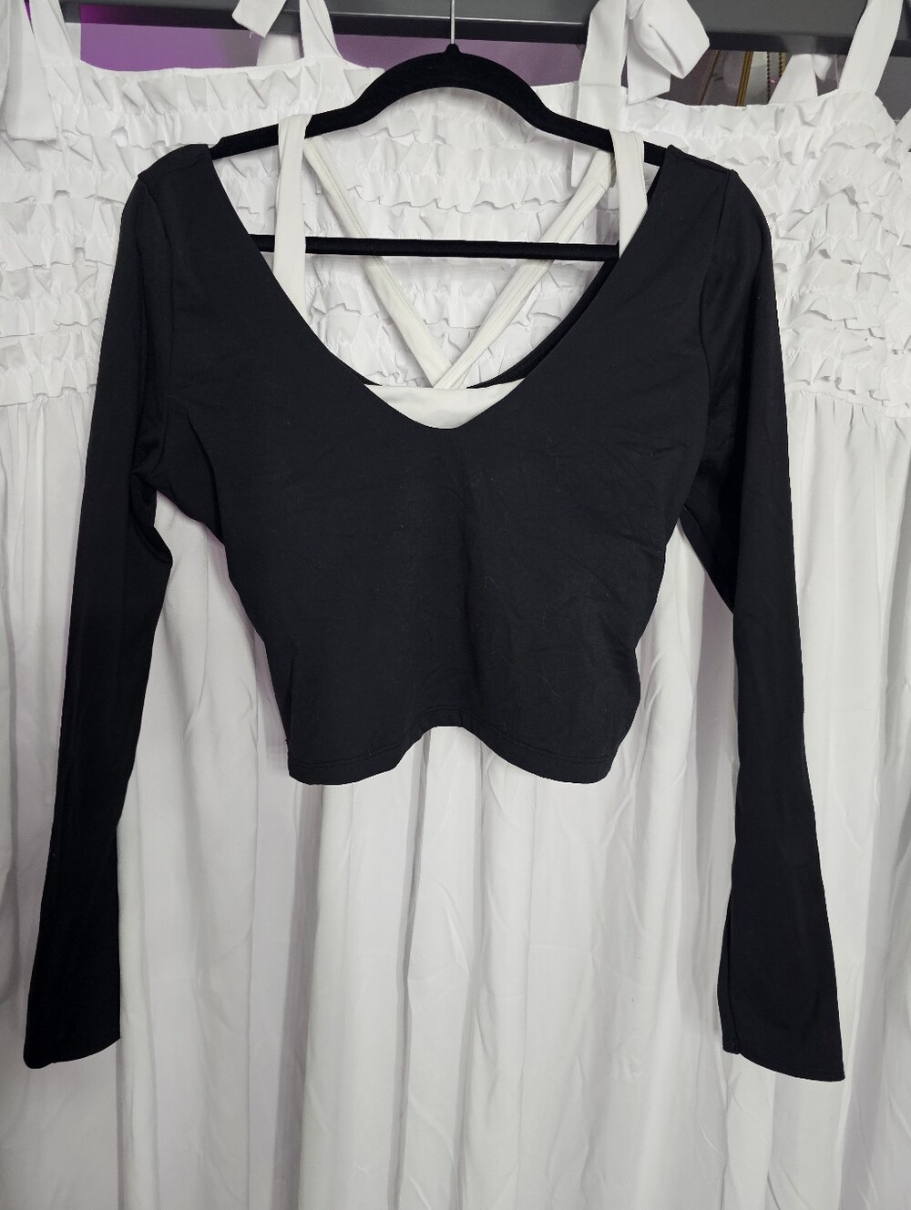 Black & White Crop Workout Top